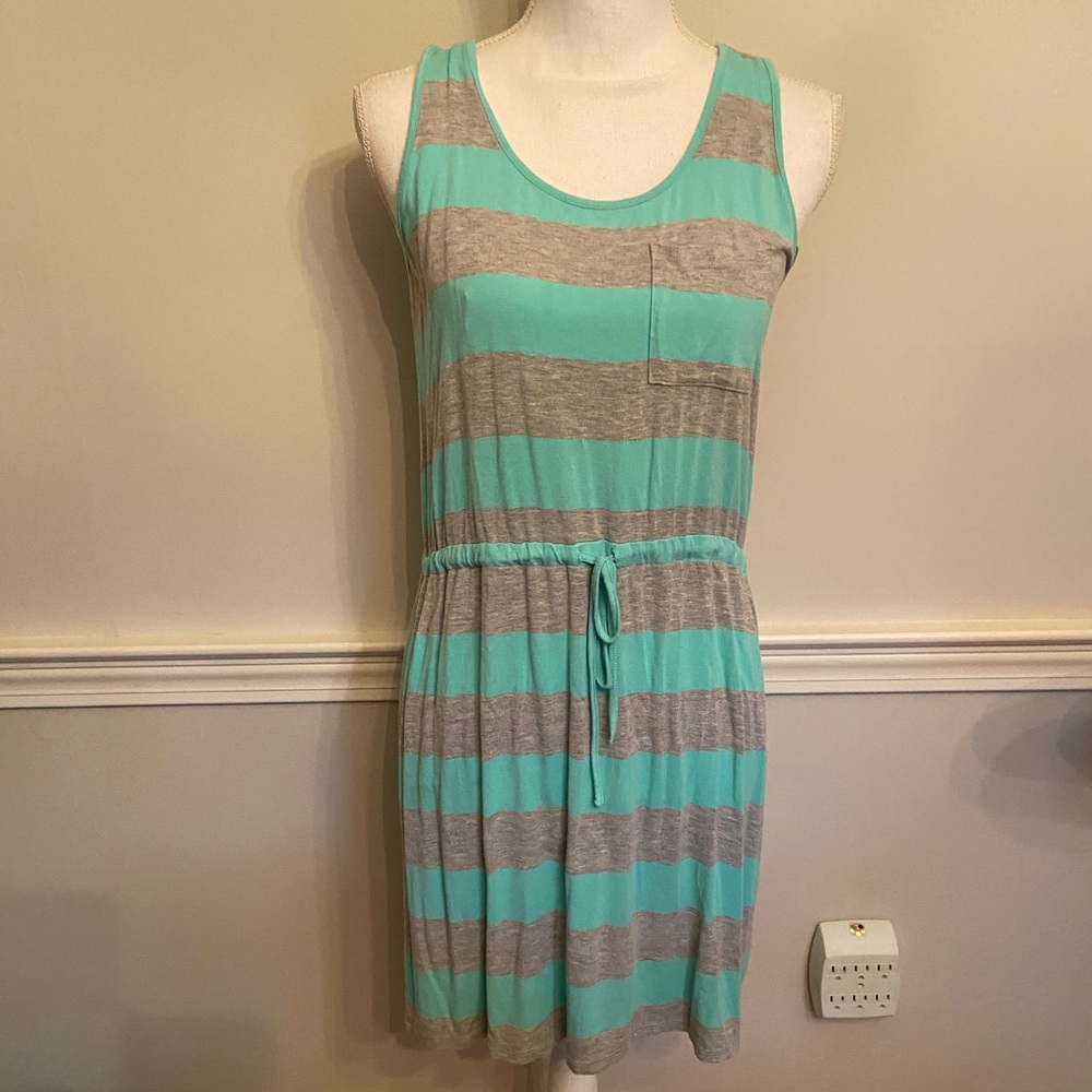 5/$25 - Olive & Oak mint grey striped tank dress